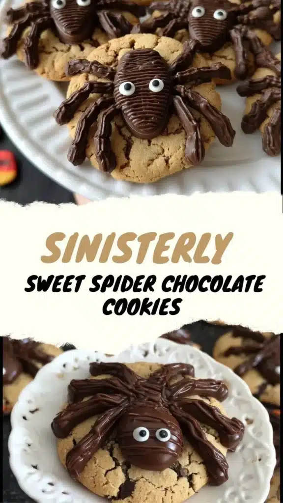 Spider Chocolate Cookies decorated with chocolate and candy