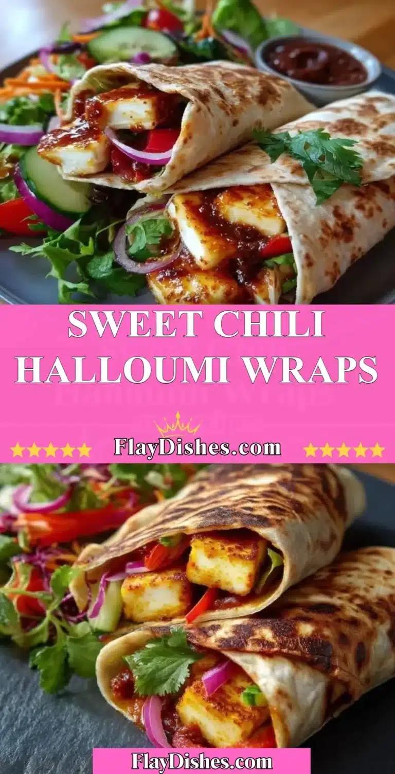 Sweet Chili Halloumi Wraps with fresh vegetables and sauce