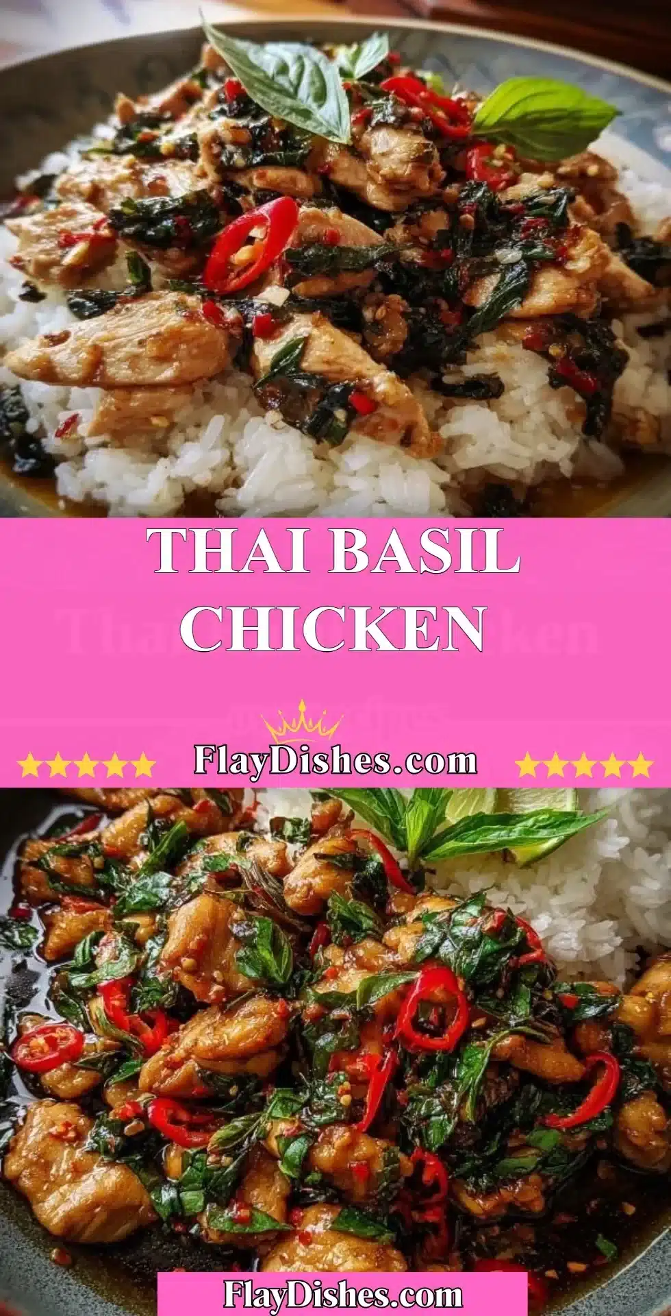 Thai Basil Chicken 2 Delicious Thai Basil Chicken served on a plate with fresh herbs and spices