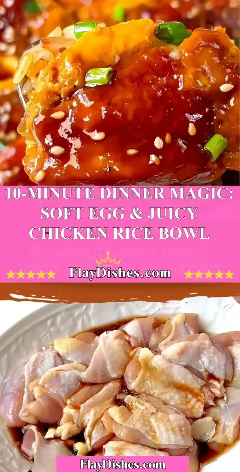 Delicious chicken rice bowl with soft egg and juicy chicken, ready in 10 minutes.