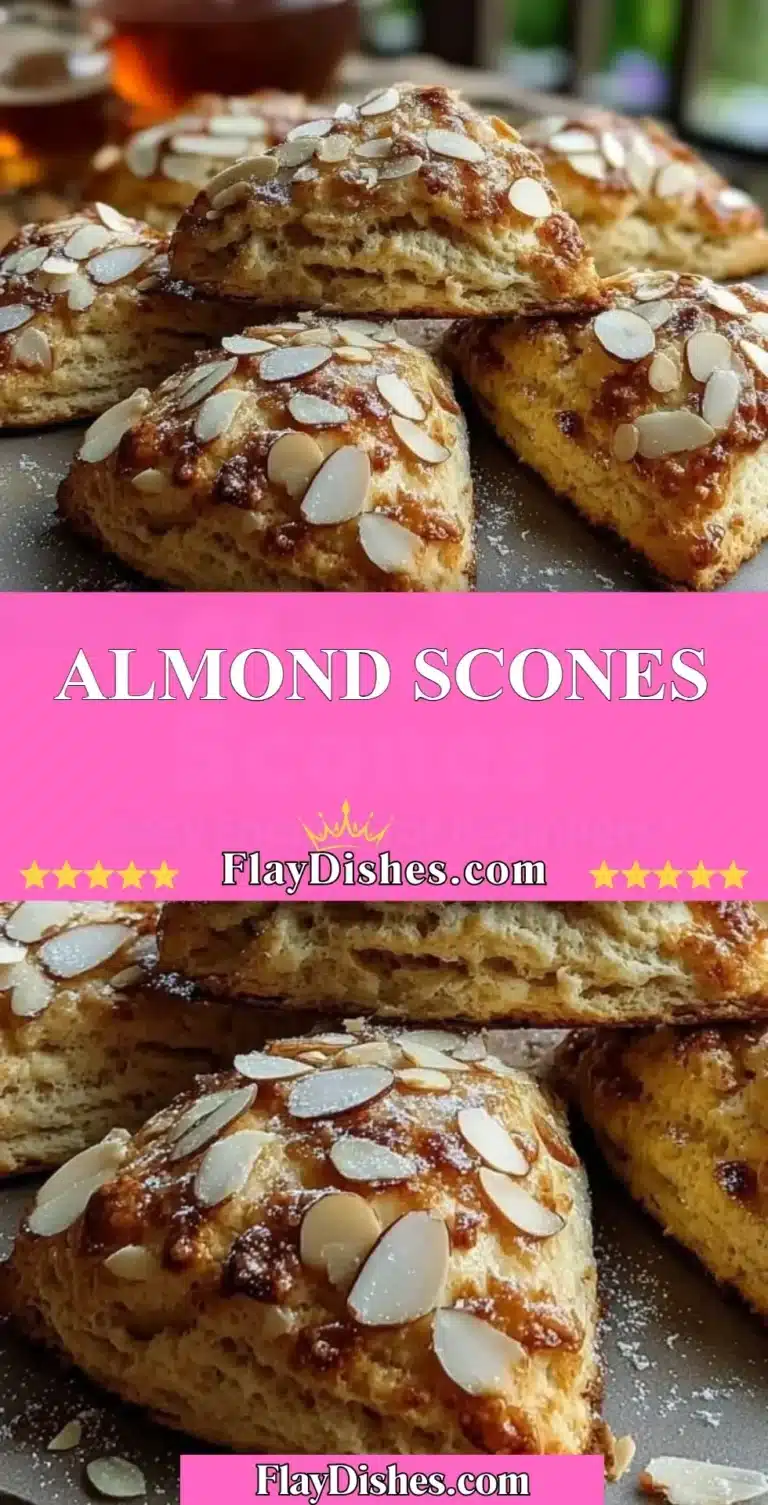 Freshly baked almond scones on a plate, served with tea