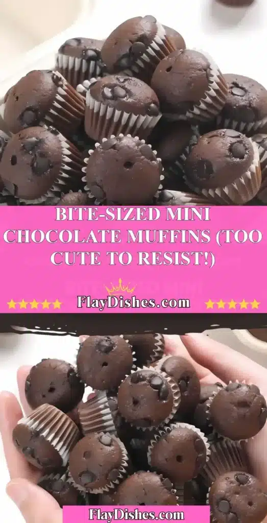 Plate of bite-sized mini chocolate muffins, perfect for snacks and desserts.