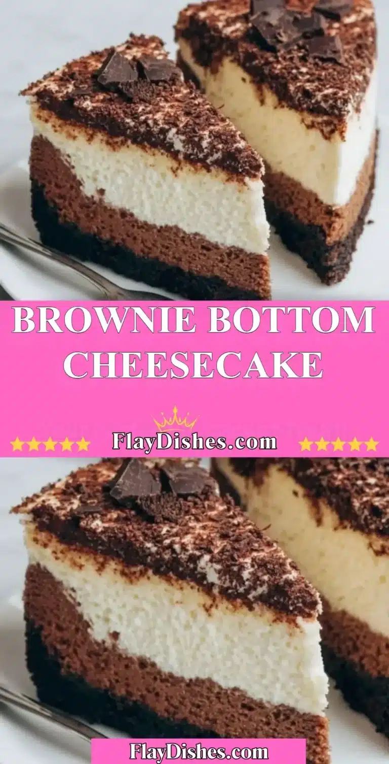Brownie Bottom Cheesecake 6 Delicious Brownie Bottom Cheesecake with a rich brownie layer and creamy topping.