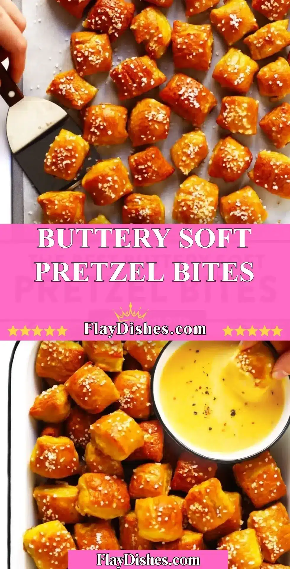 Delicious buttery soft pretzel bites ready to be enjoyed.