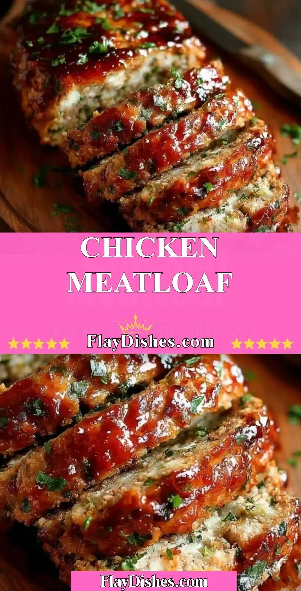 Deliciously baked chicken meatloaf served with vegetables