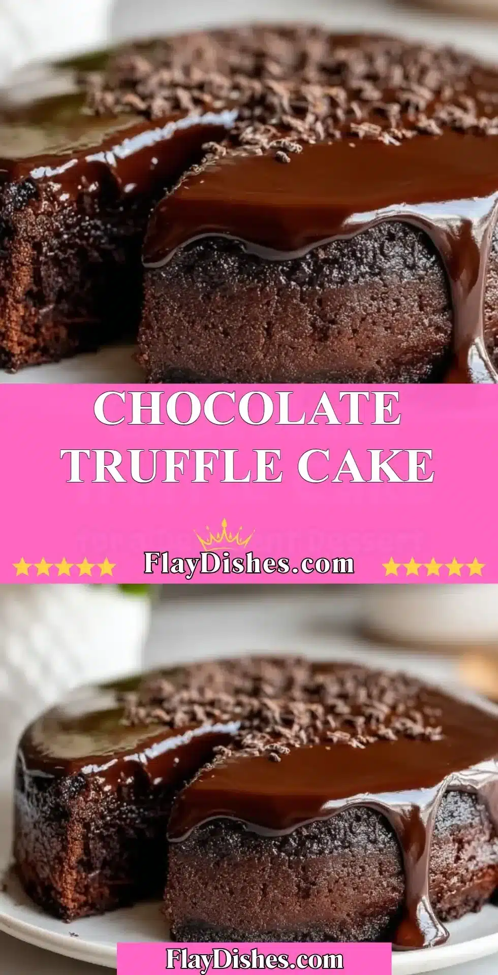 Chocolate Truffle Cake 2 Delicious Chocolate Truffle Cake topped with rich ganache and cocoa powder