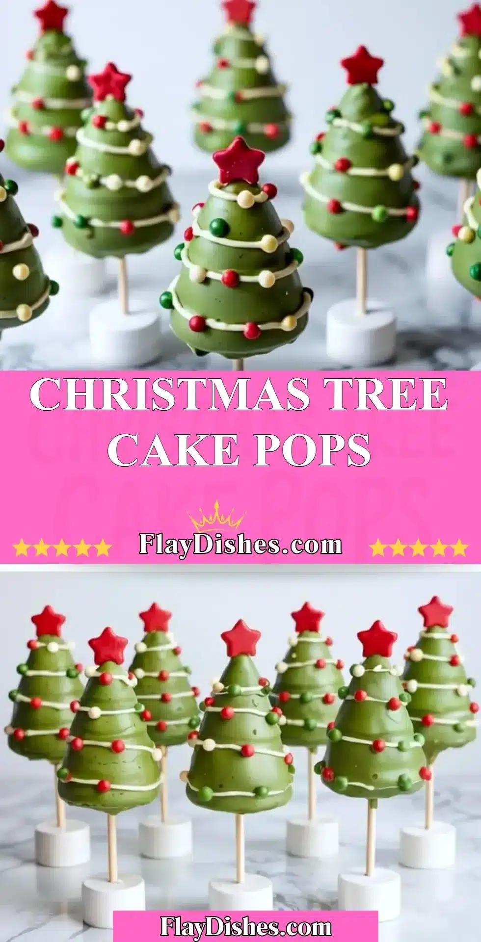 Christmas Tree Cake Pops decorated with festive colors and sprinkles