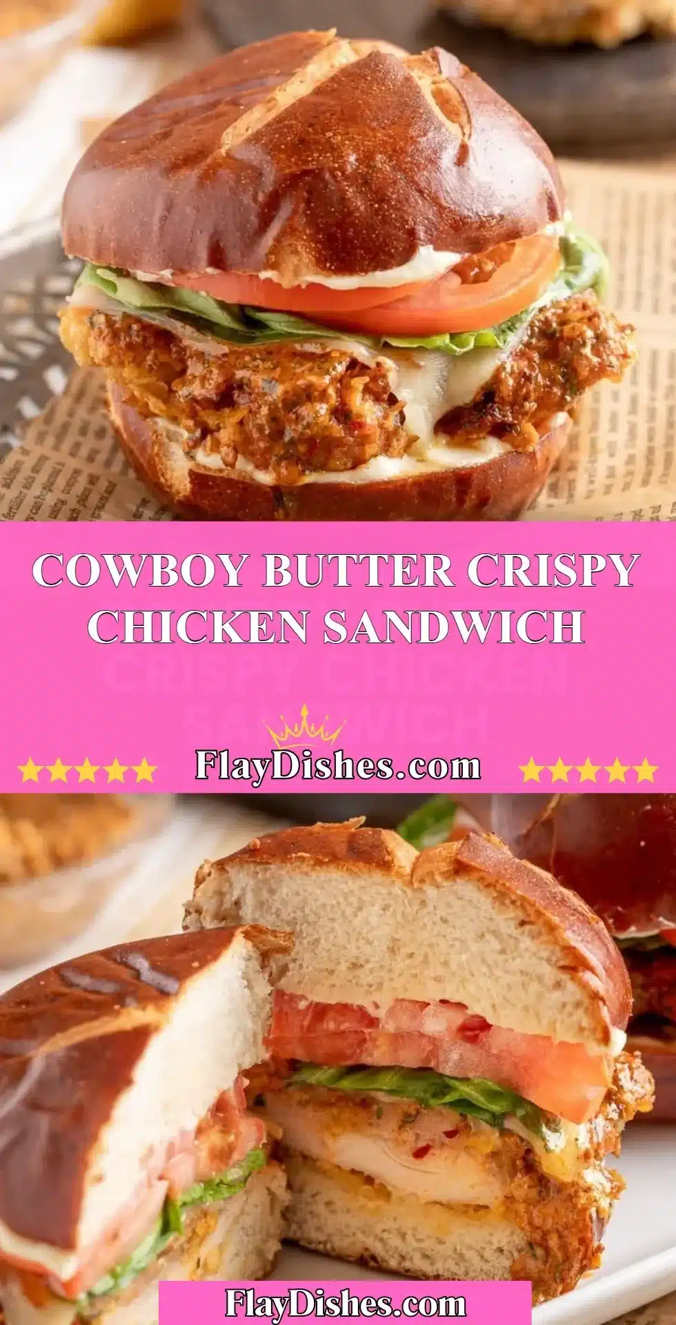 Cowboy Butter Crispy Chicken Sandwich served with fresh ingredients and a crispy coating.