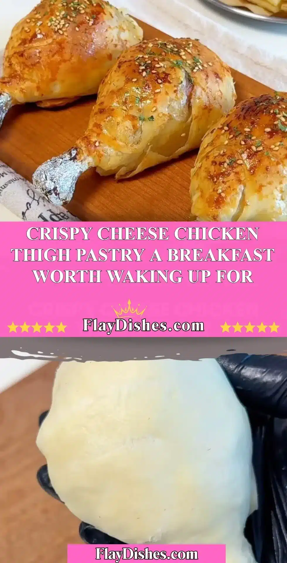 Crispy Cheese Chicken Thigh Pastry on a plate, ideal breakfast dish