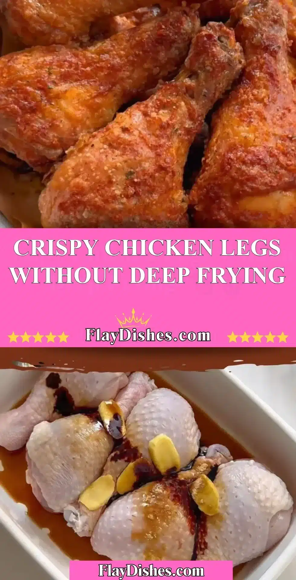 Crispy chicken legs baked to perfection without deep frying