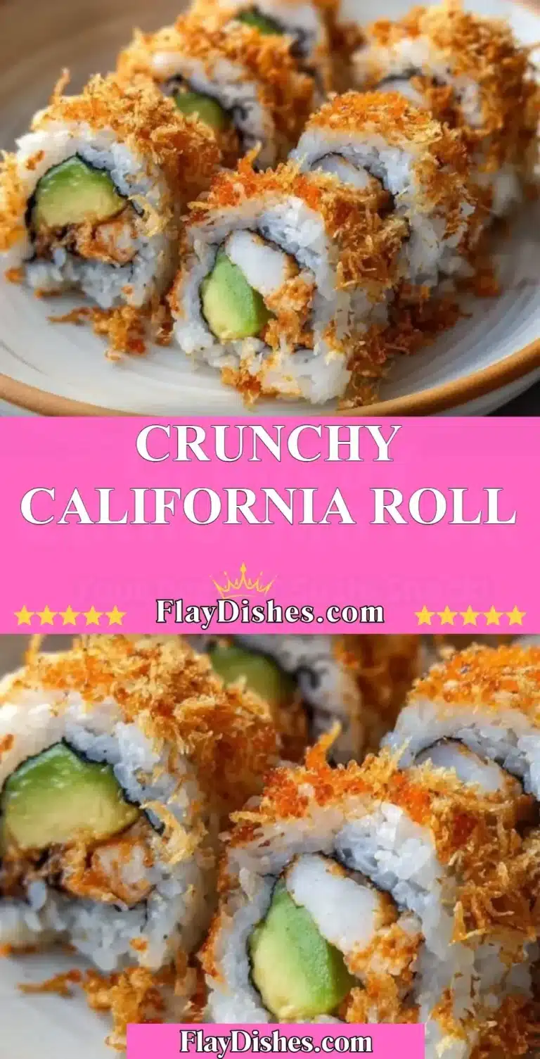 Crunchy California Roll 7 Crunchy California Roll with fresh ingredients and crispy texture served on a platter