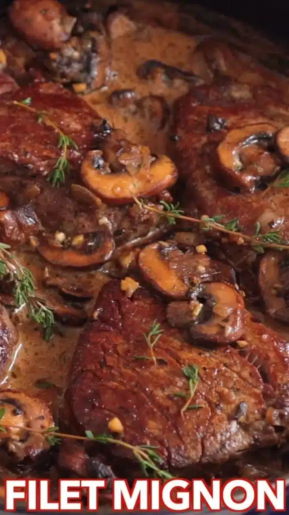 Delicious Filet Mignon in creamy sauce served with elegant sides