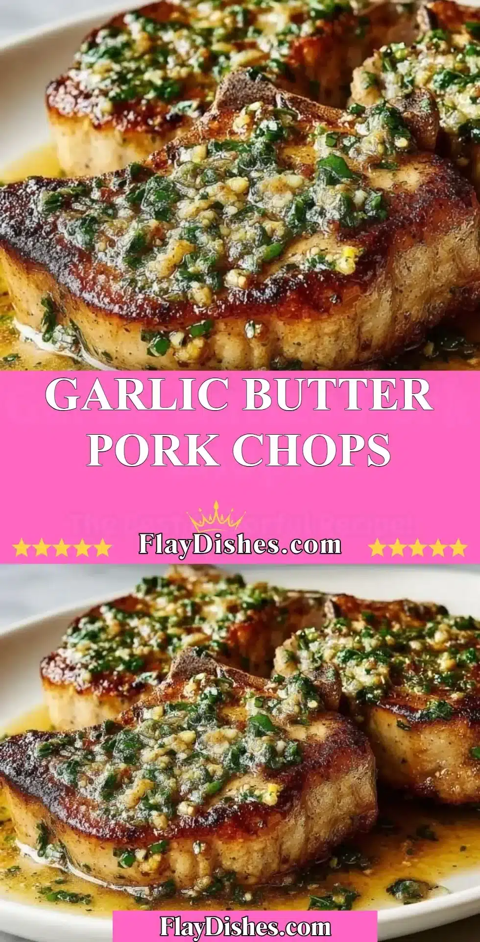Garlic Butter Pork Chops served with herbs and spices