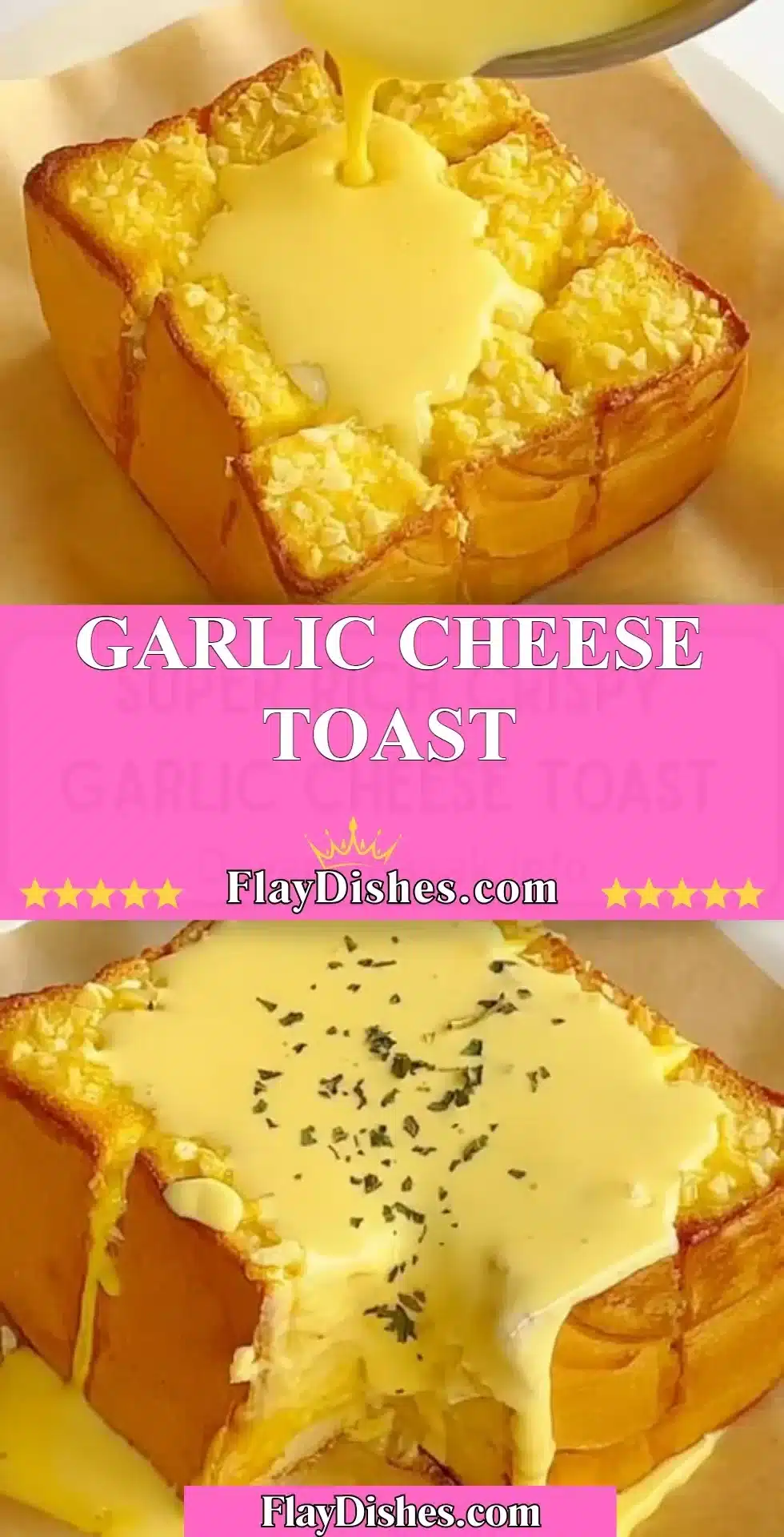 Delicious Garlic Cheese Toast served on a wooden table