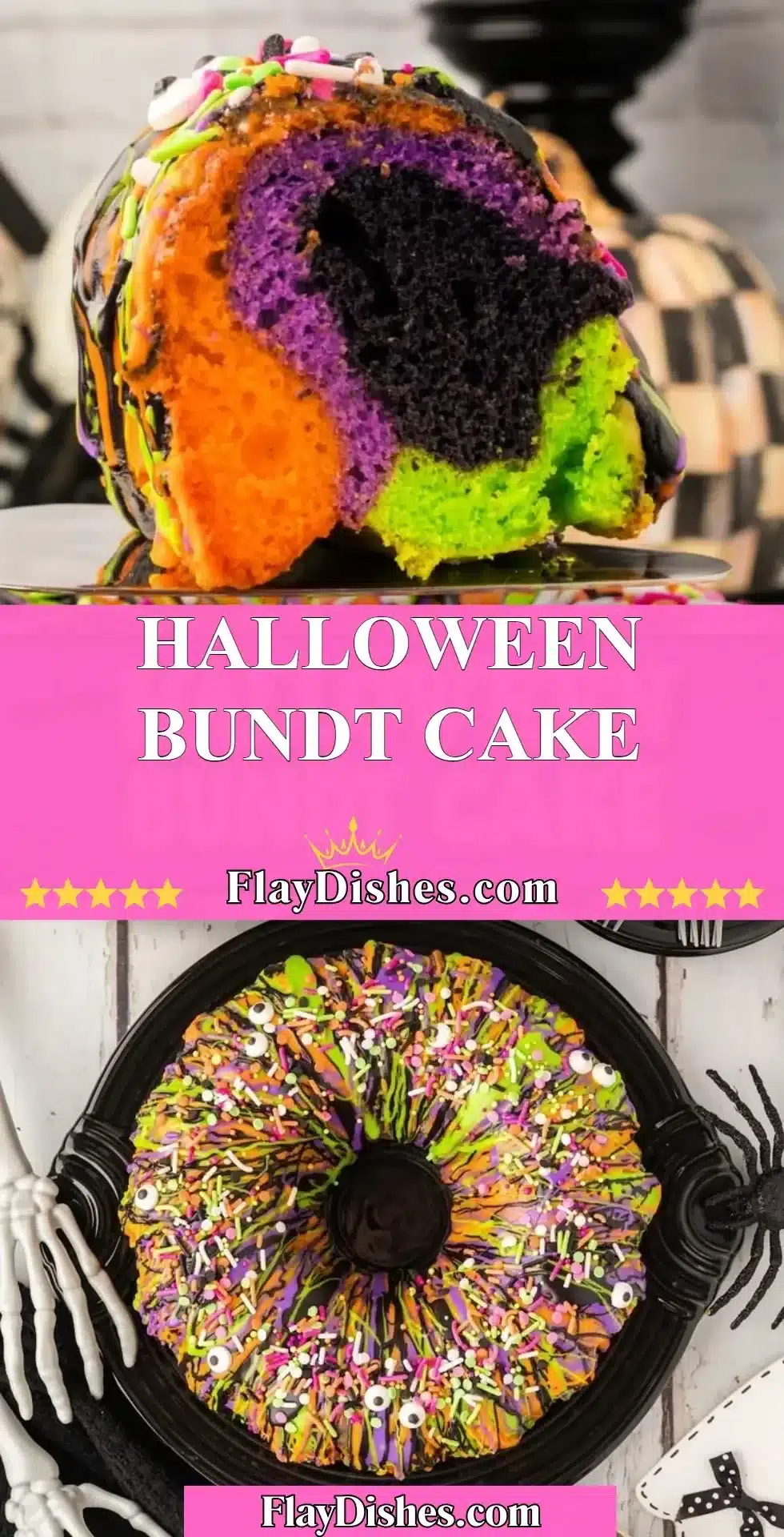 Delicious Halloween Bundt Cake with festive decorations for Halloween