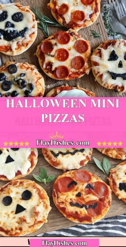 Halloween mini pizzas decorated for a spooky celebration