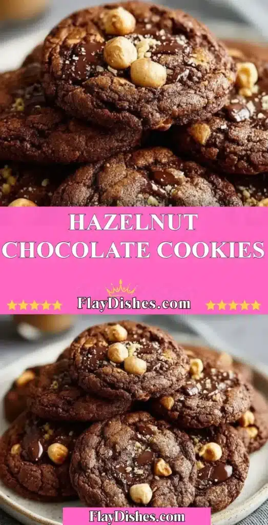 Freshly baked hazelnut chocolate cookies on a rustic wooden table