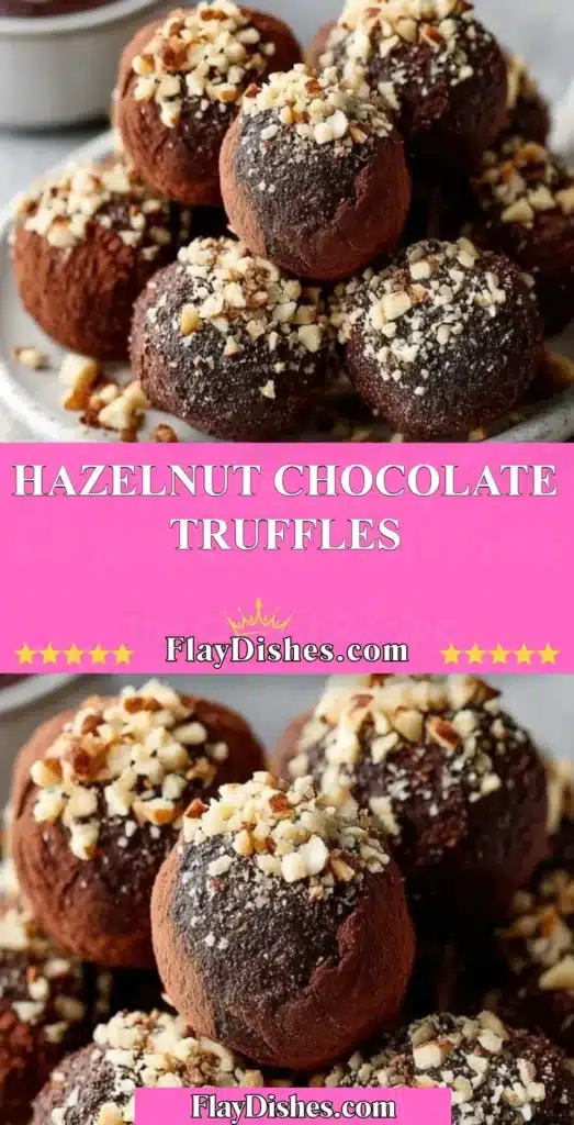 Homemade hazelnut chocolate truffles on a decorative plate