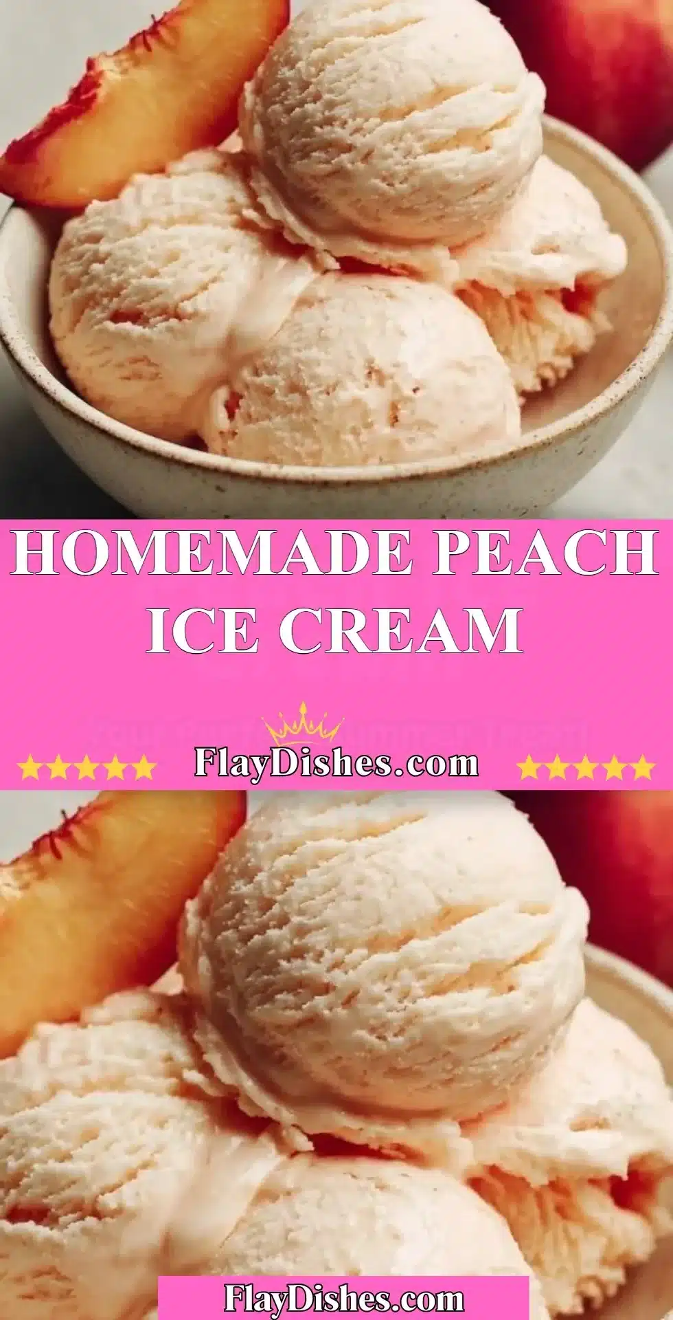 Homemade Peach Ice Cream 2 Bowl of homemade peach ice cream with fresh peaches on the side