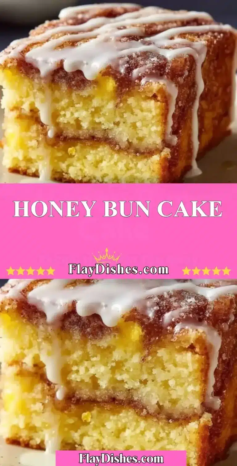 Delicious Honey Bun Cake with cinnamon swirl and glaze on a plate