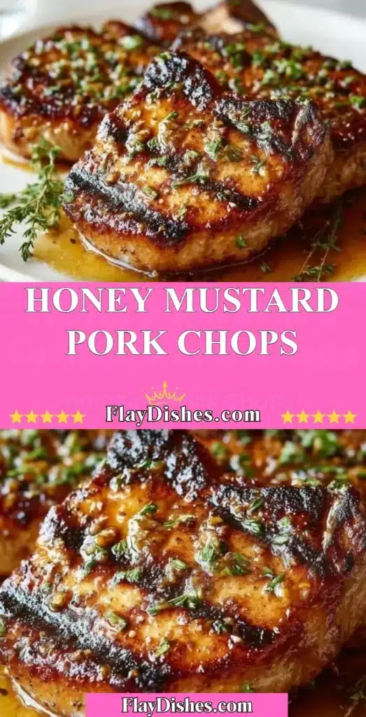Honey mustard pork chops cooked to perfection on a plate