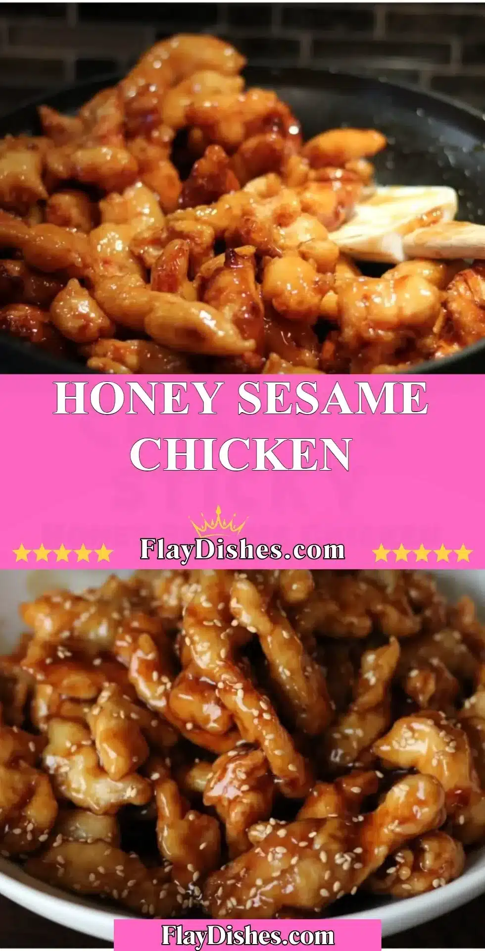 Delicious plate of Honey Sesame Chicken garnished with sesame seeds and green onions