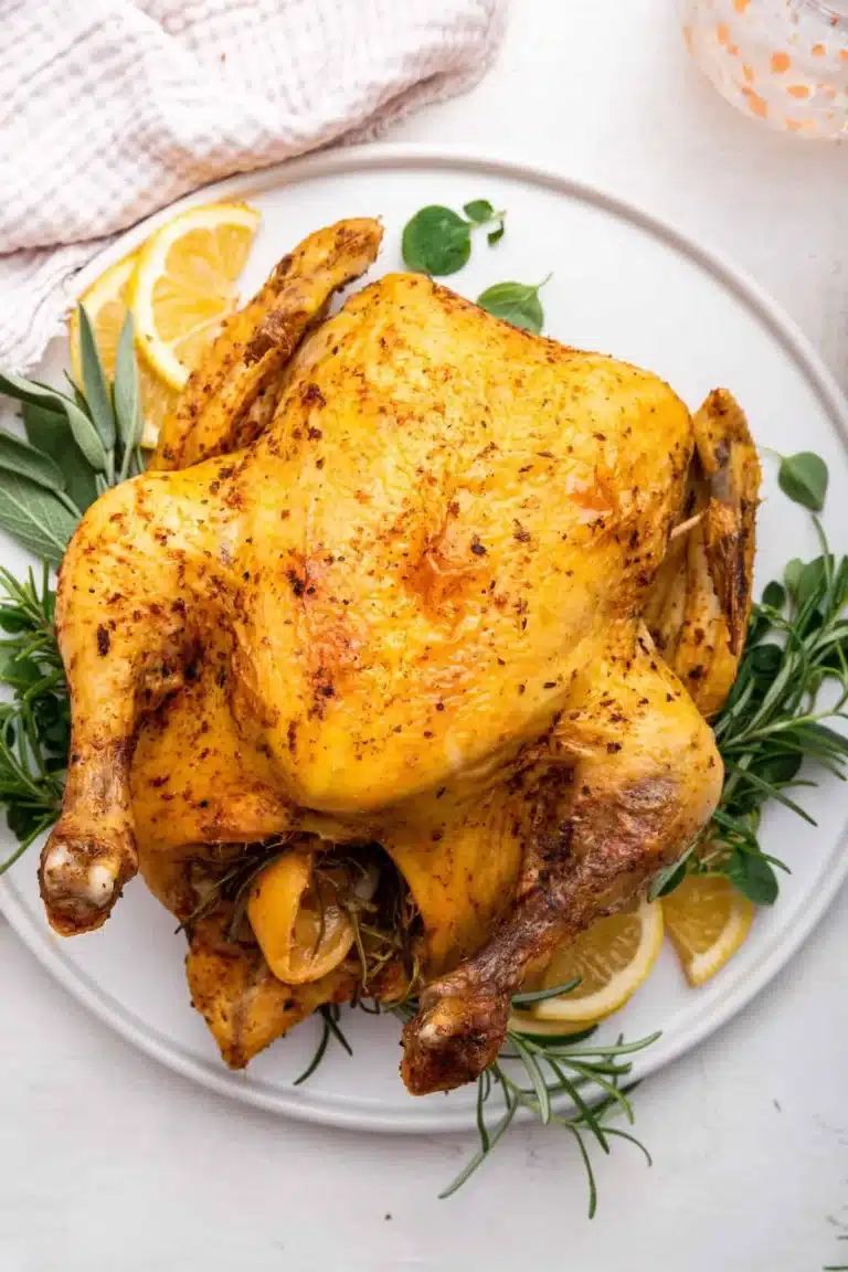Instant Pot whole chicken cooked to perfection, ready to serve for dinner.