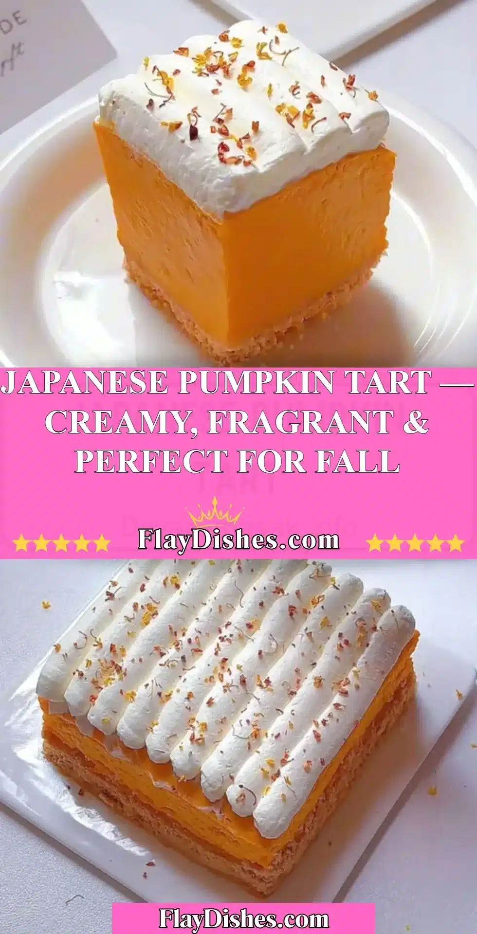 Delicious Japanese Pumpkin Tart with creamy filling and fall spices