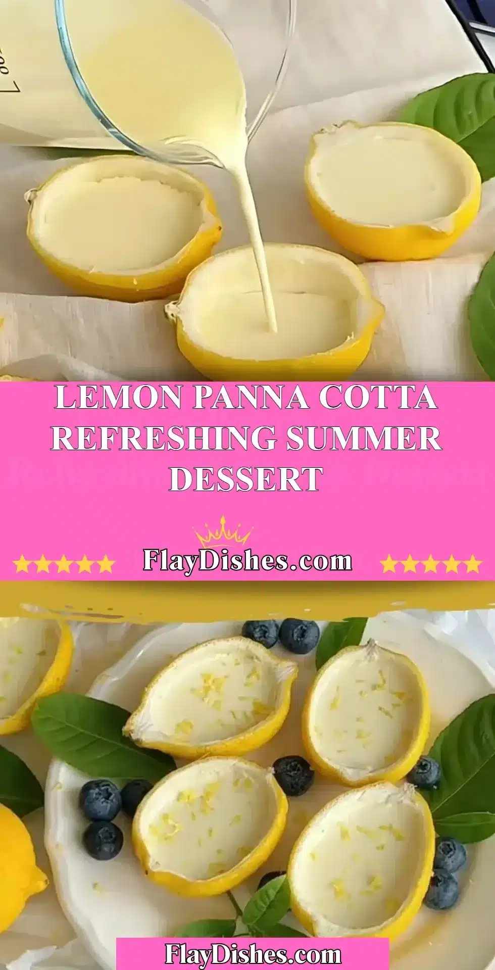 Lemon Panna Cotta dessert with fresh lemon garnish