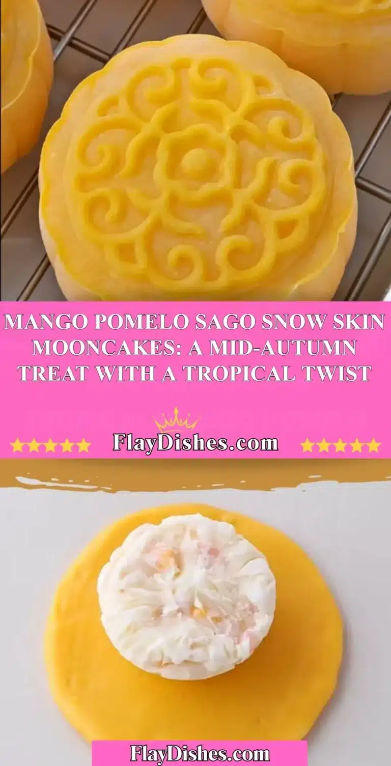 Mango Pomelo Sago Snow Skin Mooncakes - A tropical twist on a classic Mid-Autumn dessert.