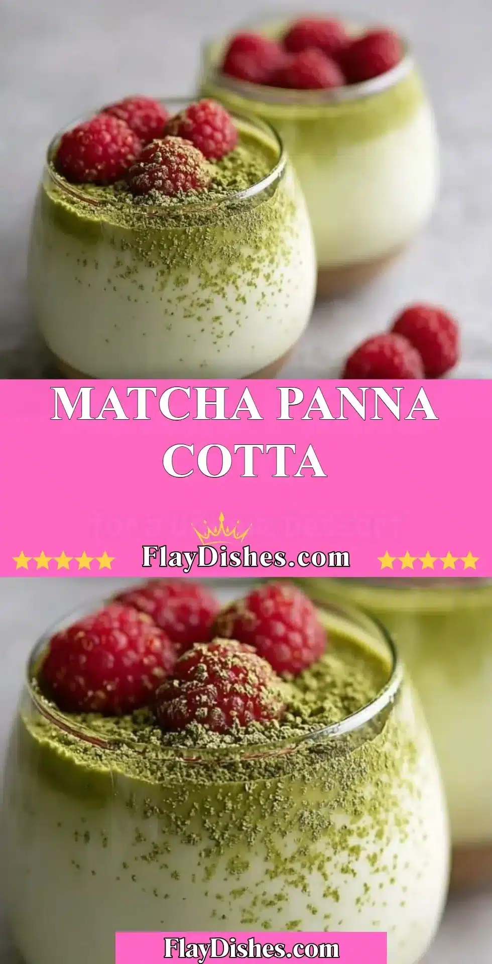 Delicious Matcha Panna Cotta dessert with a vibrant green color and creamy texture.