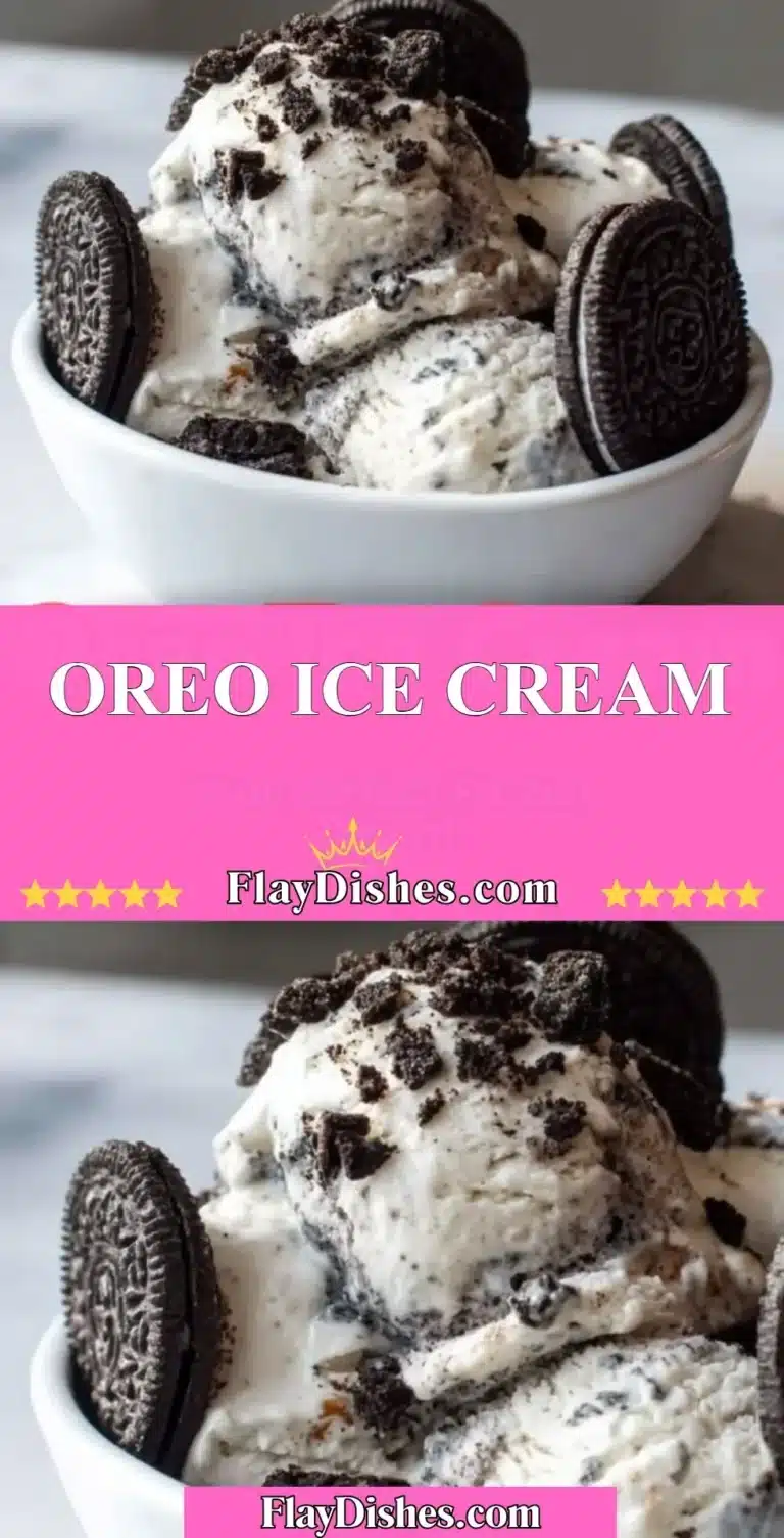 Delicious bowl of Oreo Ice Cream with cookie crumbles on top