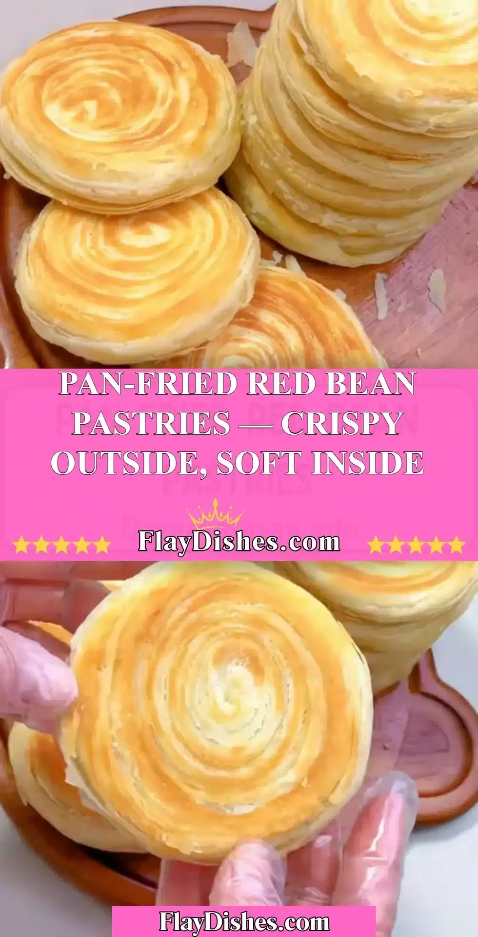 Pan-fried red bean pastries with a crispy outside and soft inside