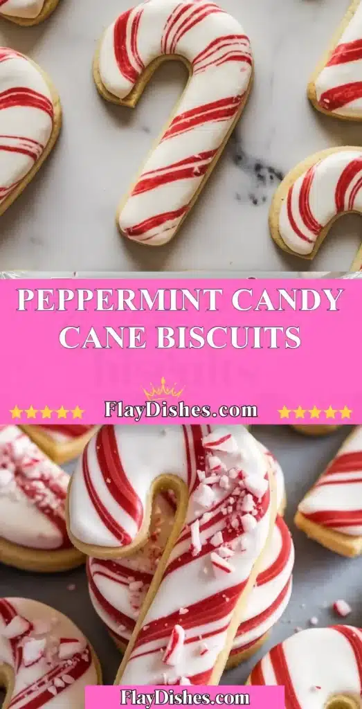 Homemade peppermint candy cane biscuits arranged on a festive plate