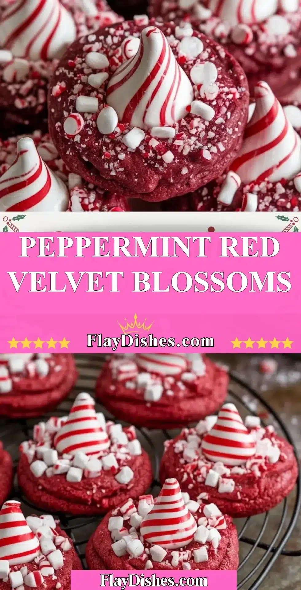 Peppermint Red Velvet Blossoms - a festive holiday dessert