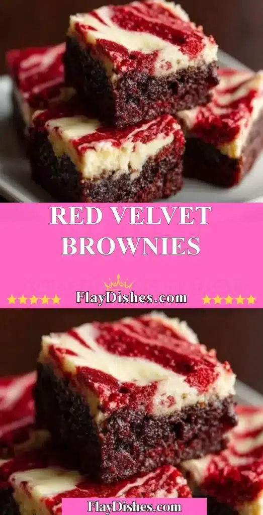 Delicious red velvet brownies topped with cream cheese frosting and sprinkles