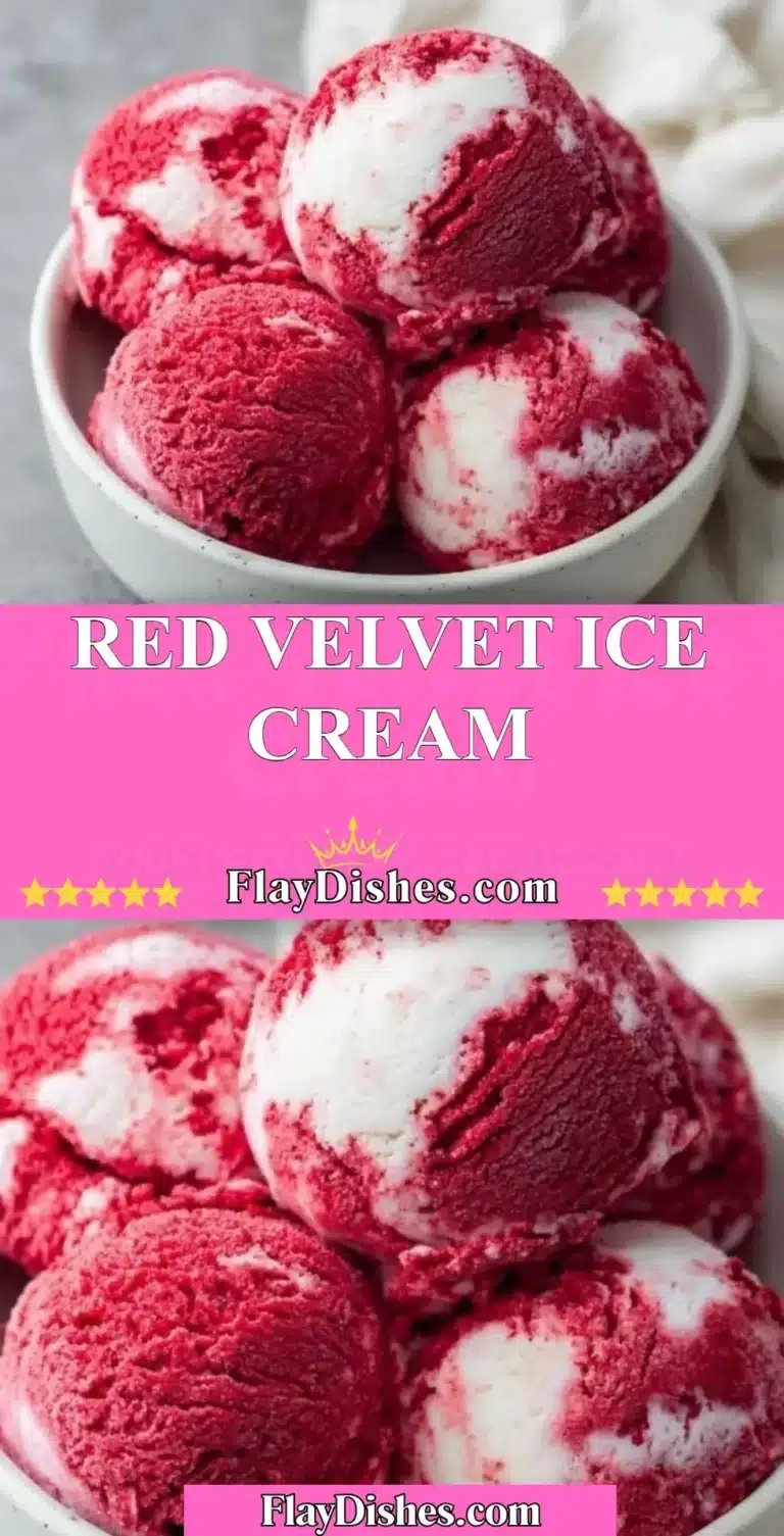 A scoop of rich red velvet ice cream in a bowl with a creamy texture and vibrant color