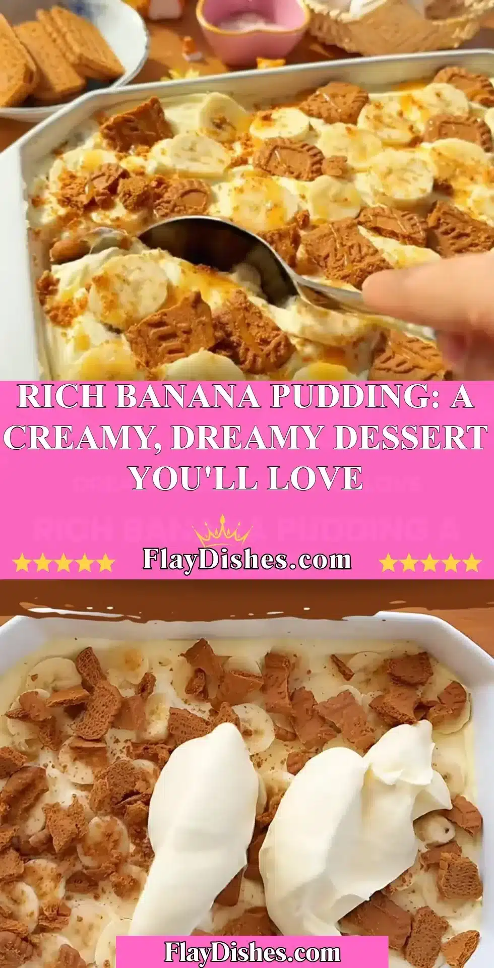 Deliciously creamy banana pudding dessert in a glass bowl