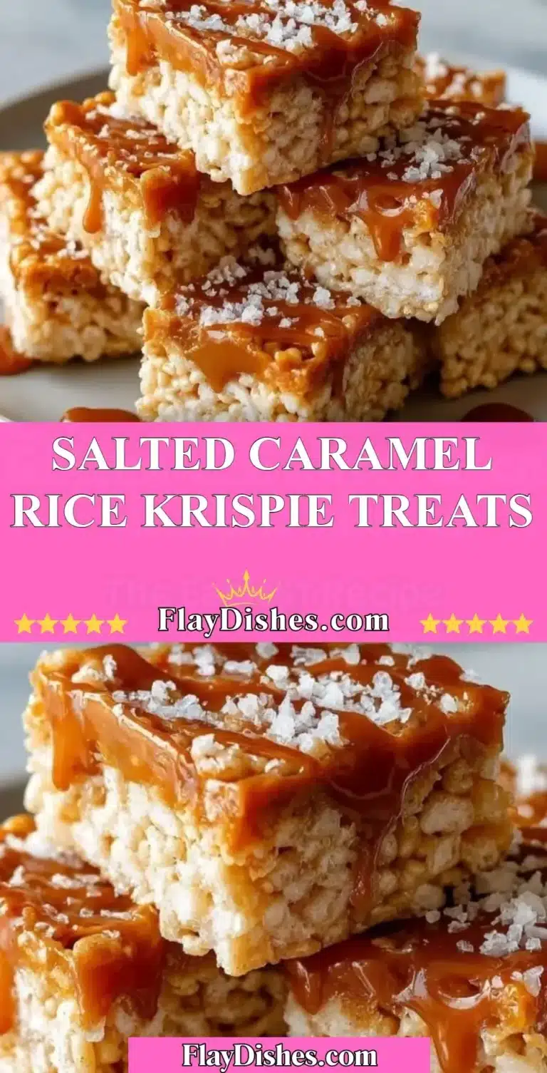 Delicious salted caramel rice krispie treats on a white plate