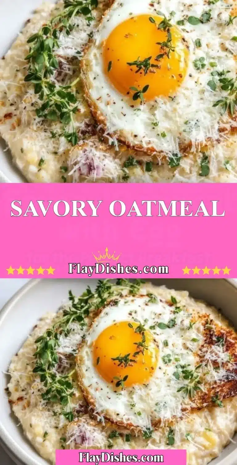 Savory Oatmeal 8 Bowl of savory oatmeal topped with vegetables and herbs