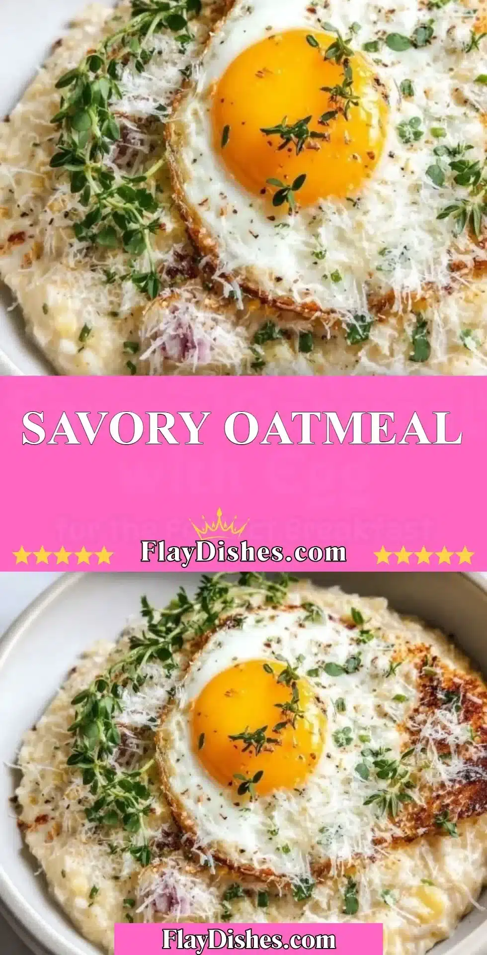 Savory Oatmeal 2 Bowl of savory oatmeal topped with vegetables and herbs