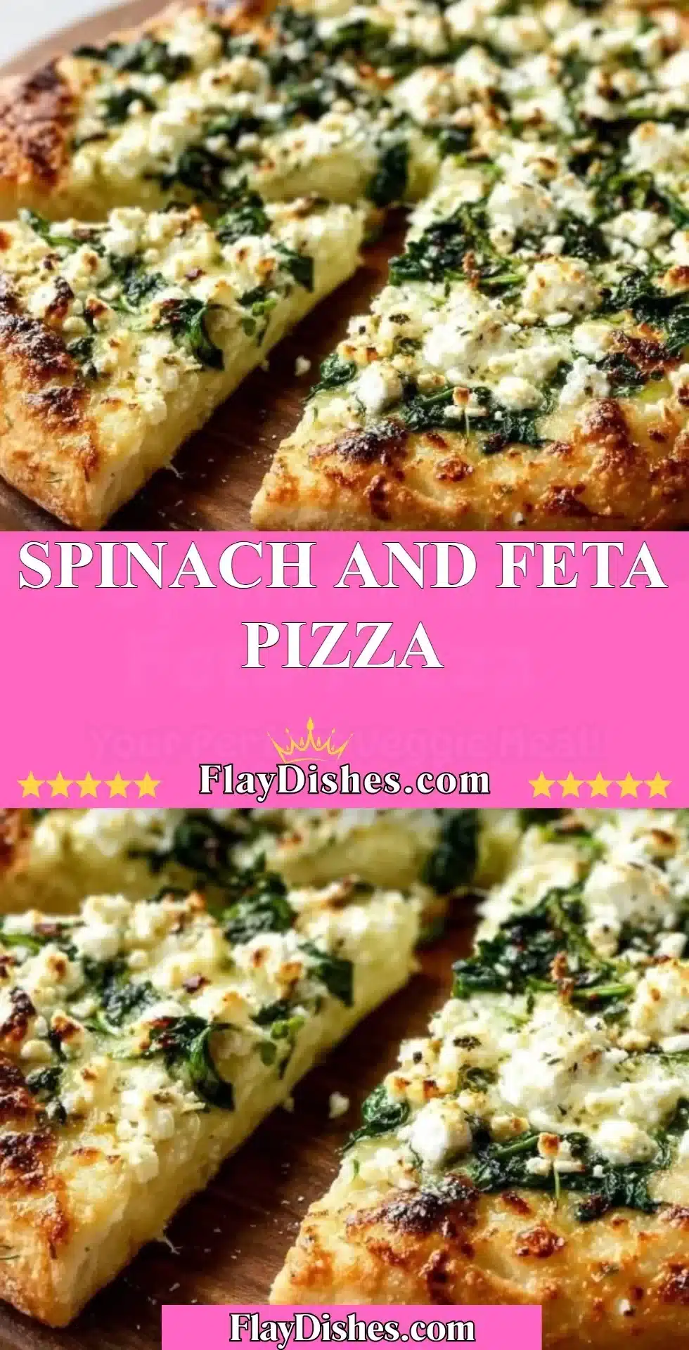 Spinach and Feta Pizza 2 Delicious Spinach and Feta Pizza on a wooden table