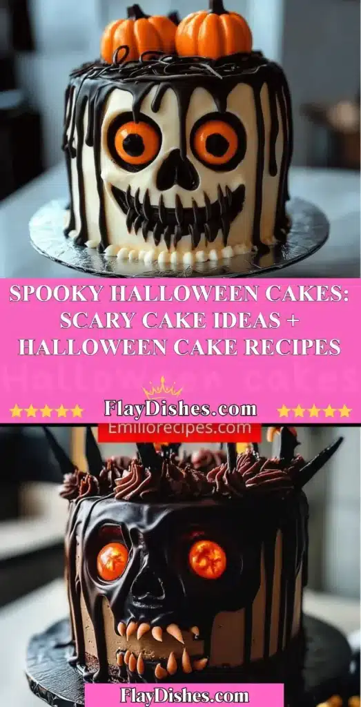 Spooky Halloween cake ideas featuring scary decorations and recipes.
