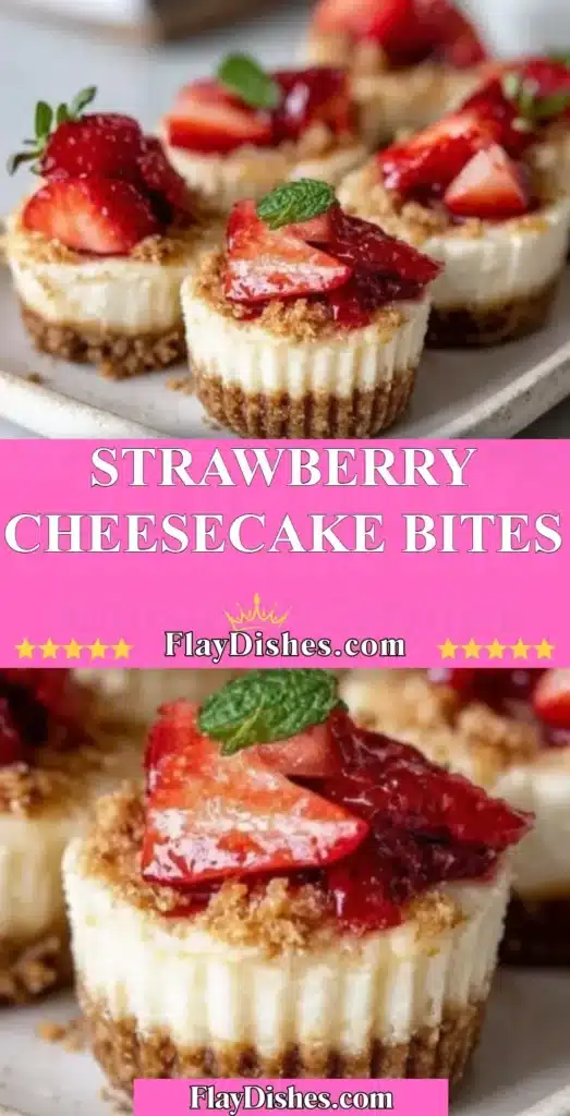 Delicious Strawberry Cheesecake Bites arranged on a plate