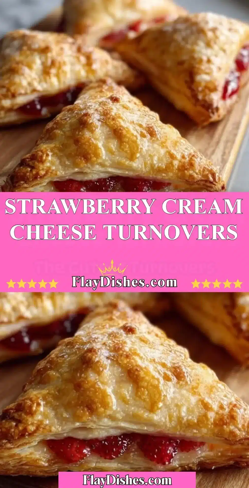 Freshly baked strawberry cream cheese turnovers on a plate