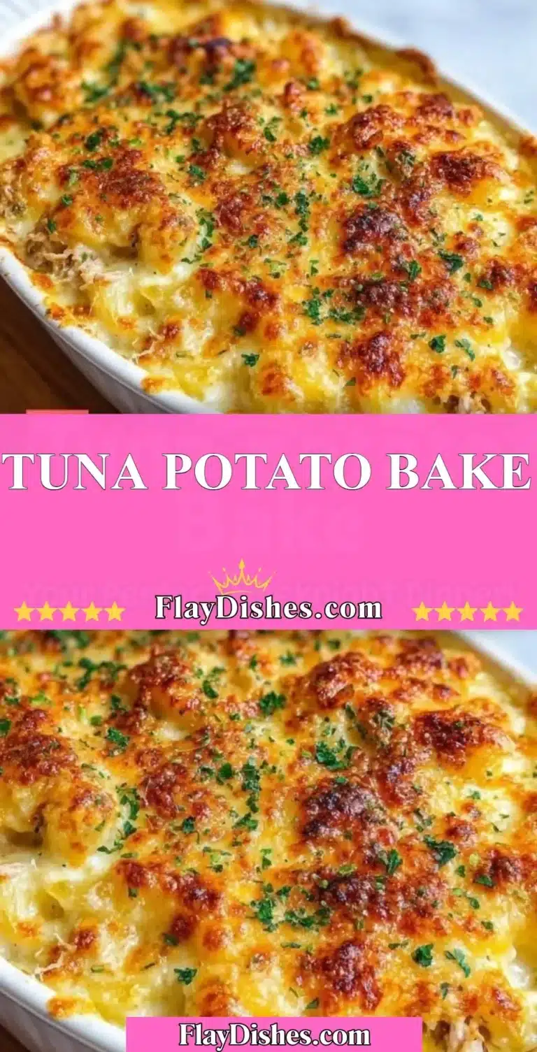 Delicious Tuna Potato Bake fresh out of the oven, served with herbs on top.