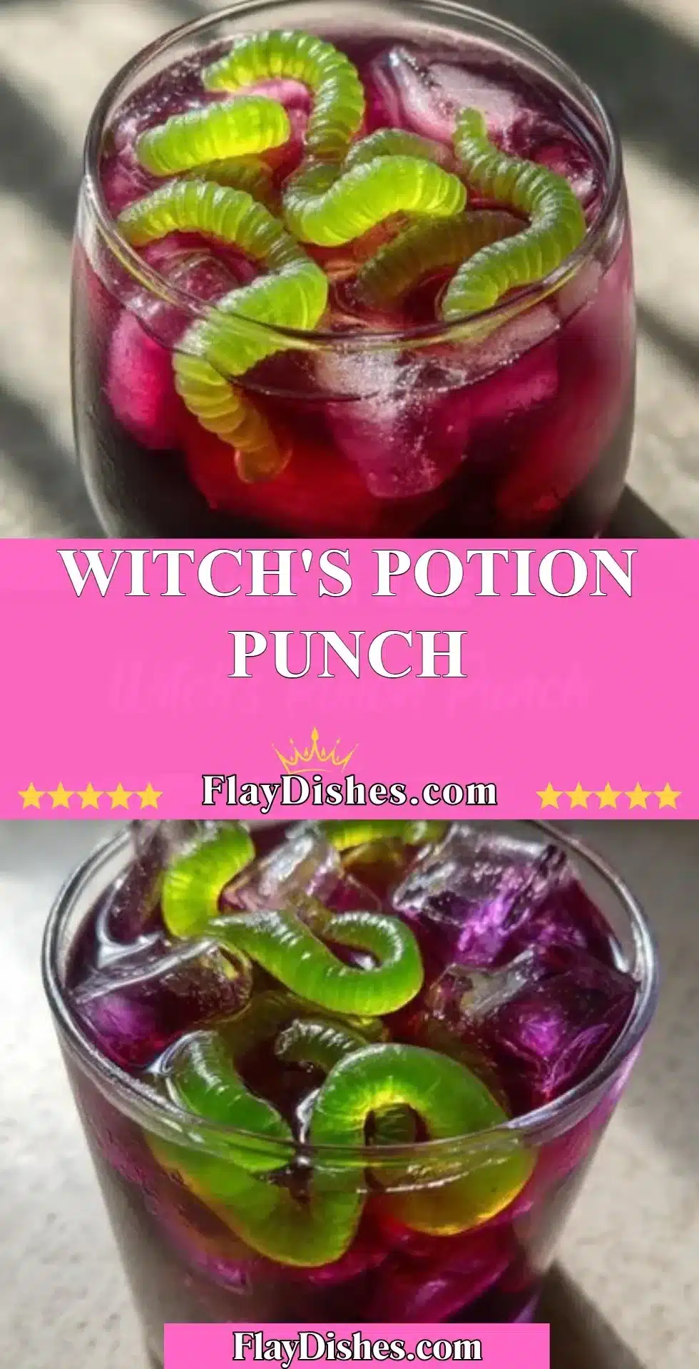 Witch's Potion Punch recipe with vibrant colors and spooky themes