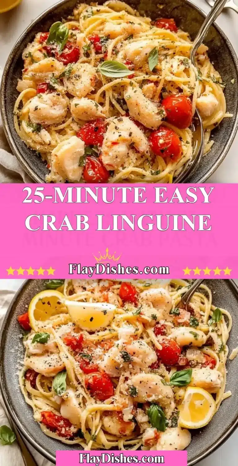 Delicious bowl of easy crab linguine ready in 25 minutes