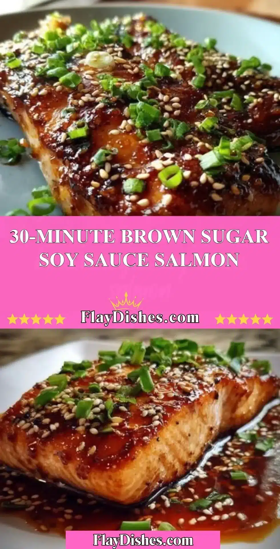 Delicious brown sugar soy sauce salmon fillet served on a plate