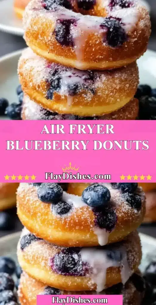 Air Fryer Blueberry Donuts ready to be enjoyed, fluffy and delicious